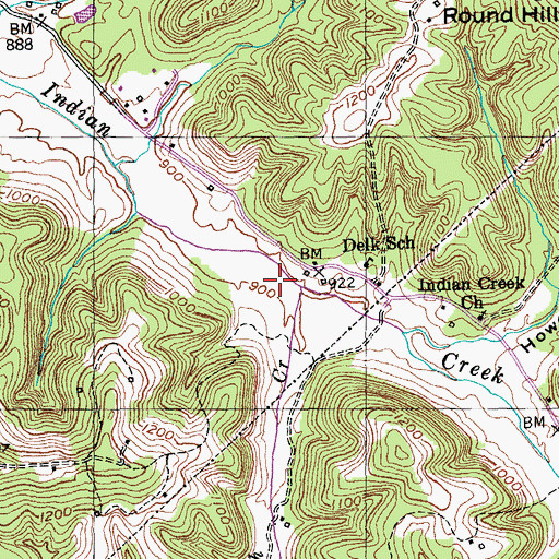 Topographic Map of Elizabeth Creek, KY