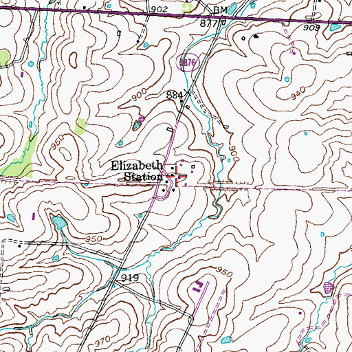 Topographic Map of Elizabeth Station, KY