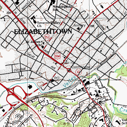 Topographic Map of Elizabethtown, KY