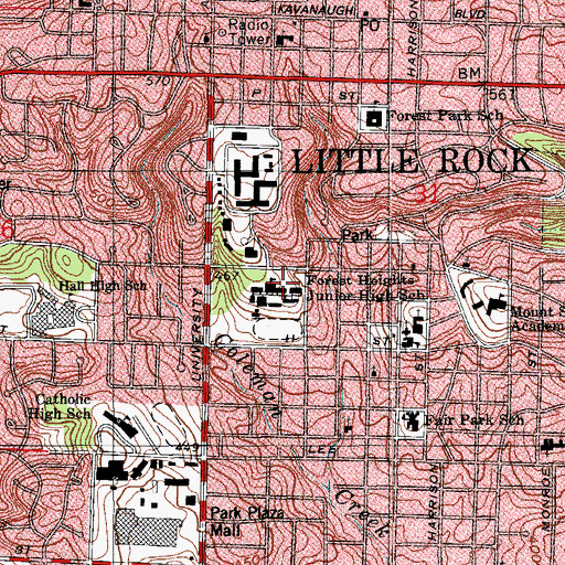 Topographic Map of Forest Heights Junior High School, AR