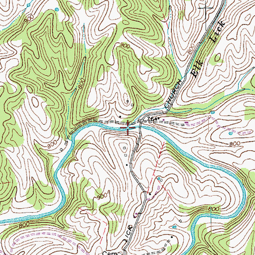 Topographic Map of Elk Lick Branch, KY