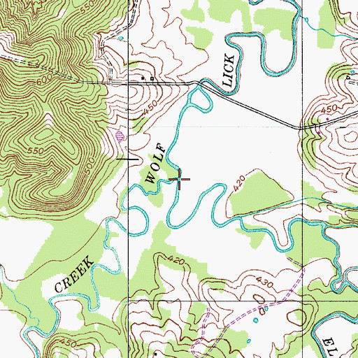 Topographic Map of Elk Lick Creek, KY