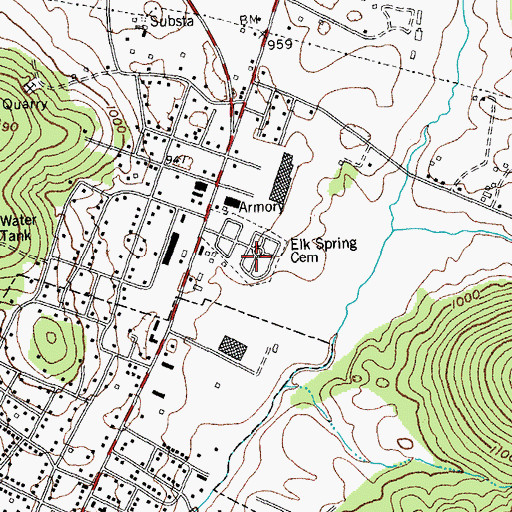 Topographic Map of Elk Spring Cemetery, KY