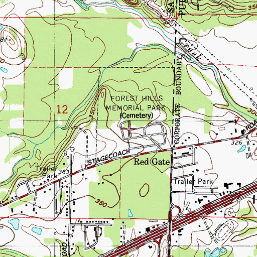 Topographic Map of Forest Hills Memorial Park, AR