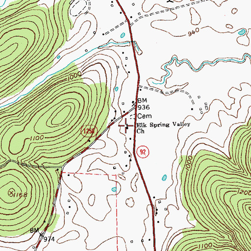 Topographic Map of Elk Spring Valley Church, KY