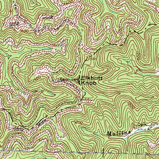 Topographic Map of Elkbutt Knob, KY