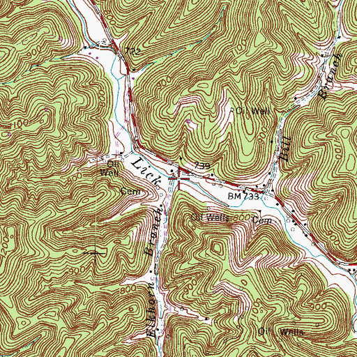 Topographic Map of Elkhorn Branch, KY