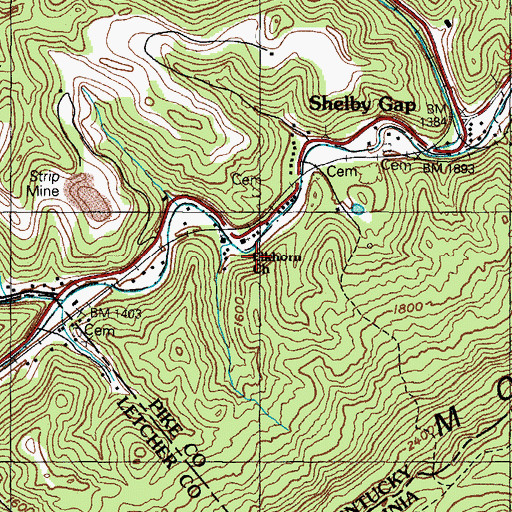 Topographic Map of Elkhorn Church, KY