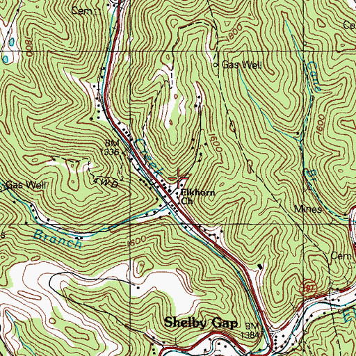 Topographic Map of Elkhorn Church, KY