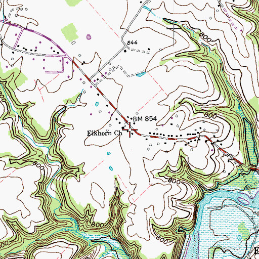 Topographic Map of Elkhorn Church, KY