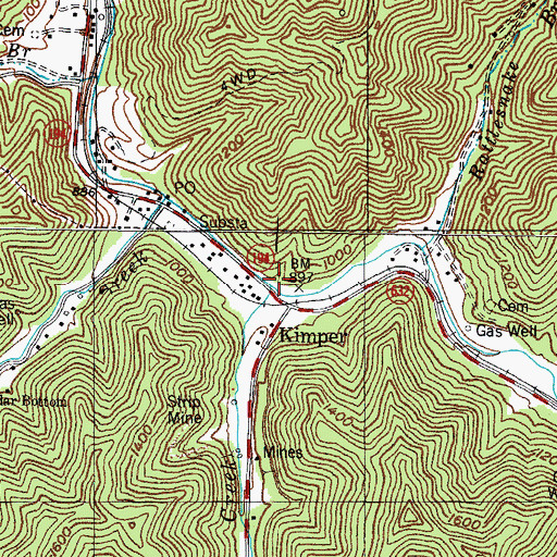 Topographic Map of Elkhorn Creek, KY