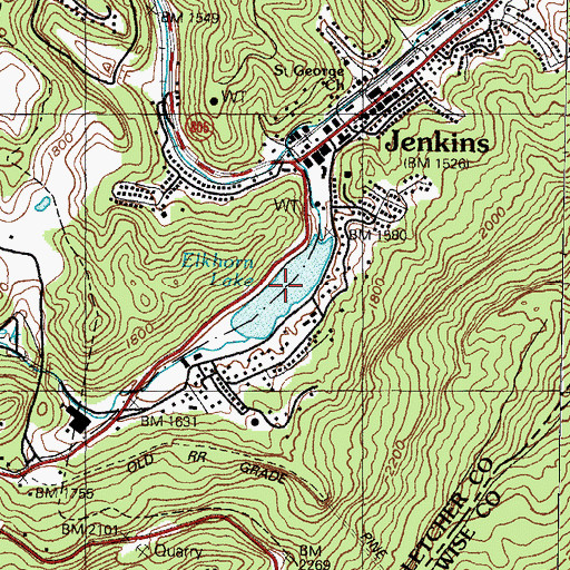Topographic Map of Elkhorn Lake, KY