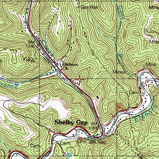 Topographic Map of Elkhorn School, KY