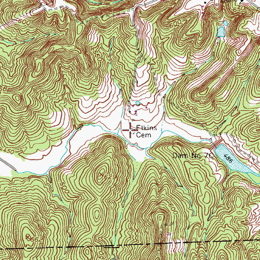 Topographic Map of Elkins Cemetery, KY