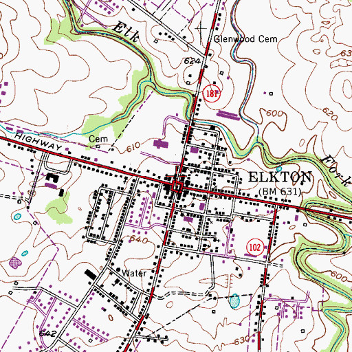 Topographic Map of Elkton, KY