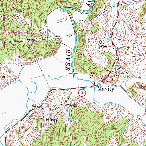 Topographic Map of Ellington Bear Creek, KY
