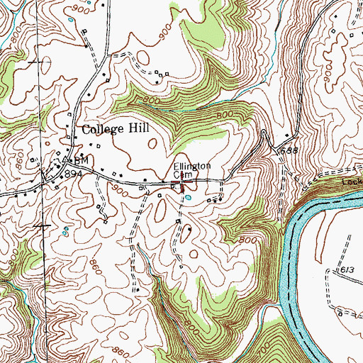 Topographic Map of Ellington Cemetery, KY