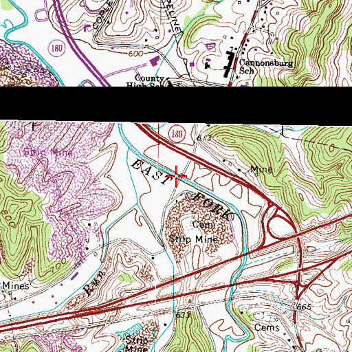 Topographic Map of Ellington Run, KY