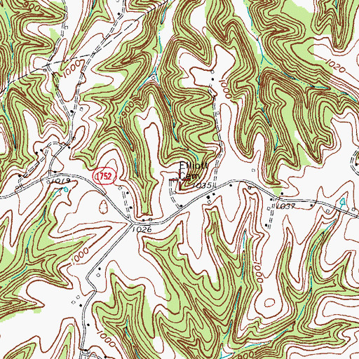 Topographic Map of Elliott Cemetery, KY
