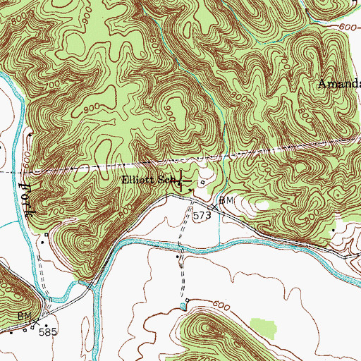 Topographic Map of Elliott School, KY