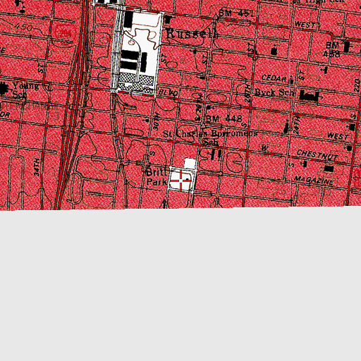 Topographic Map of Elliott Square Playground, KY
