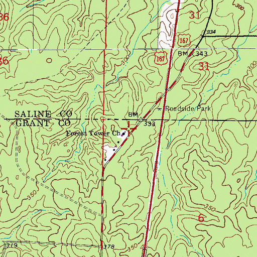 Topographic Map of Forest Tower Church, AR