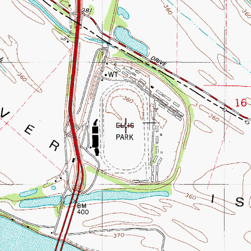 Topographic Map of Ellis Park, KY