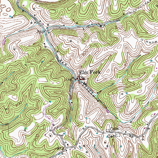 Topographic Map of Elm Fork Church, KY