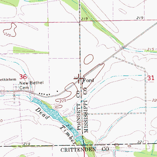 Topographic Map of Fork, AR