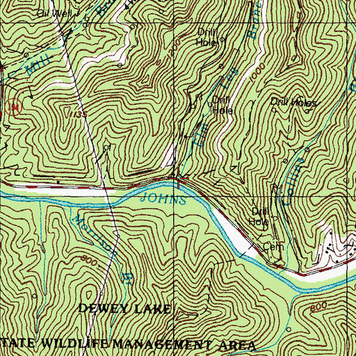Topographic Map of Elm Log Branch, KY