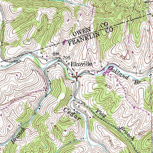 Topographic Map of Elmville, KY