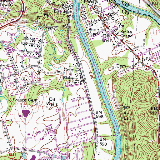 Topographic Map of Elouise United Baptist Church, KY