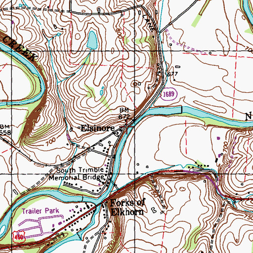 Topographic Map of Elsinore, KY