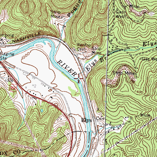 Topographic Map of Elys Branch, KY