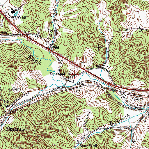 Topographic Map of Emanuel Church, KY