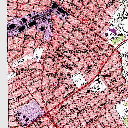Topographic Map of Emerson School, KY