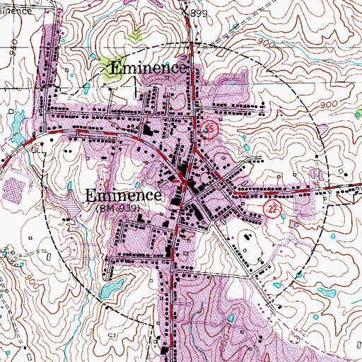 Topographic Map of Eminence, KY