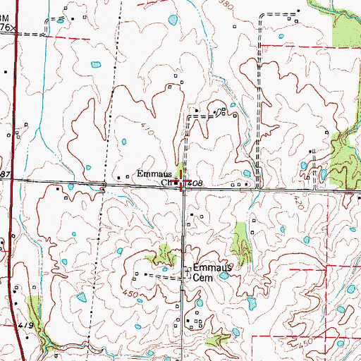 Topographic Map of Emmaus Church, KY