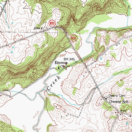 Topographic Map of Emmus Church, KY