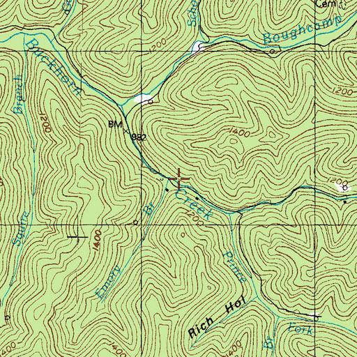 Topographic Map of Emory Branch, KY