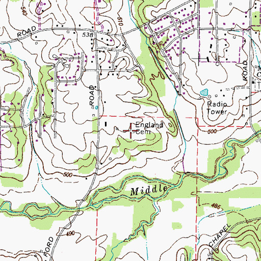 Topographic Map of England Cemetery, KY