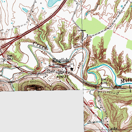 Topographic Map of English, KY