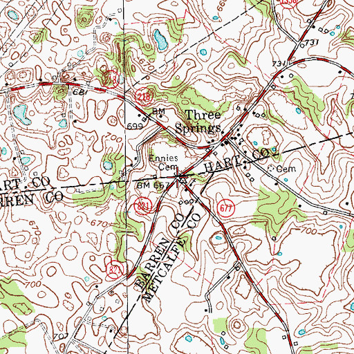 Topographic Map of Ennies Cemetery, KY