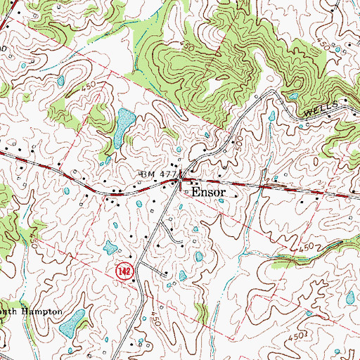 Topographic Map of Ensor, KY