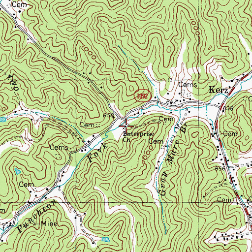 Topographic Map of Enterprise Church, KY