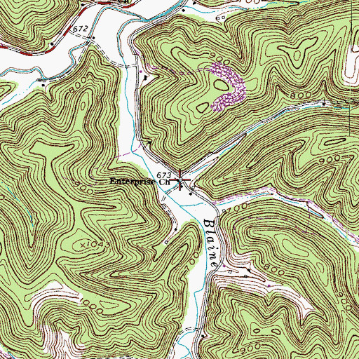 Topographic Map of Lower Blaine Trace Enterprise Baptist Church, KY