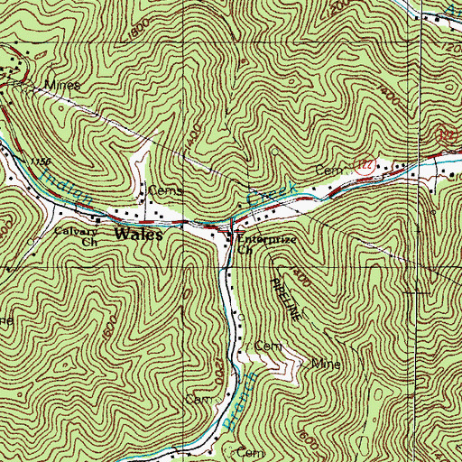 Topographic Map of Enterprize Church, KY