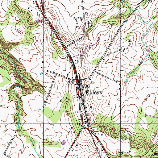 Topographic Map of Epleys, KY