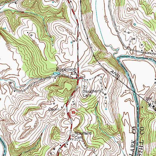 Topographic Map of Epperson Church, KY