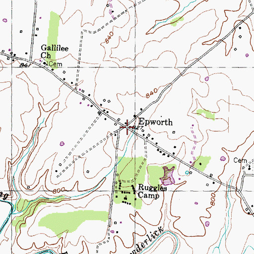 Topographic Map of Epworth, KY